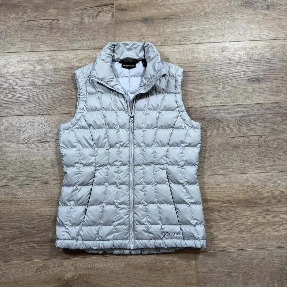 Marmot Aruna 600 Fill Down Vest Womens Small Gray Lightweight Puffer Zip